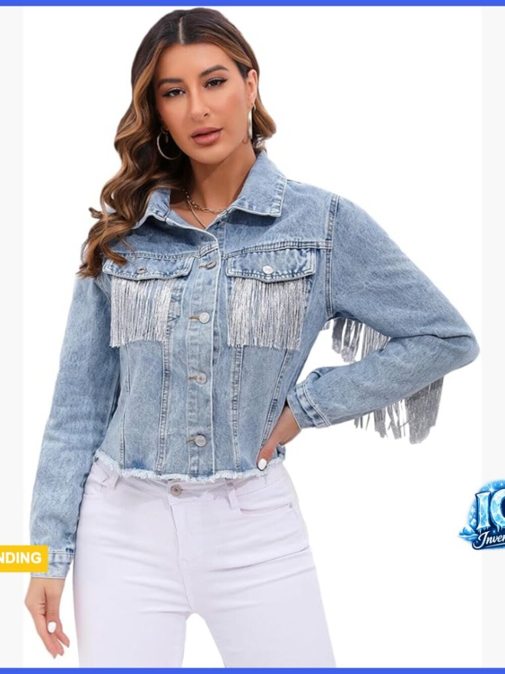 Fringe Denim Jacket Oversized Casual Coat Premium Washed Denim